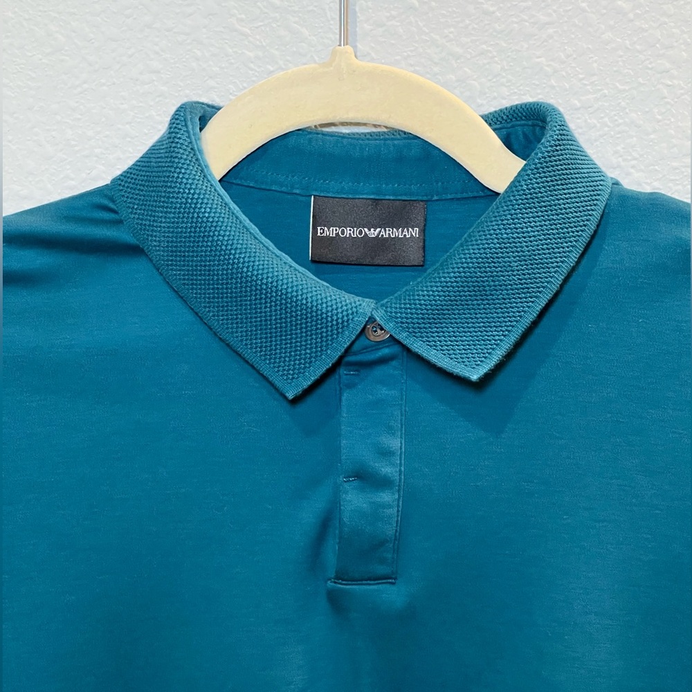 Emporio Armani Men’s Turquoise Solid Polo Size M - Picture 6 of 14